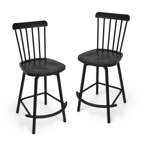 Gracie Oaks Outdoor Counter Height Swivel Bar Stool Spindle Back
